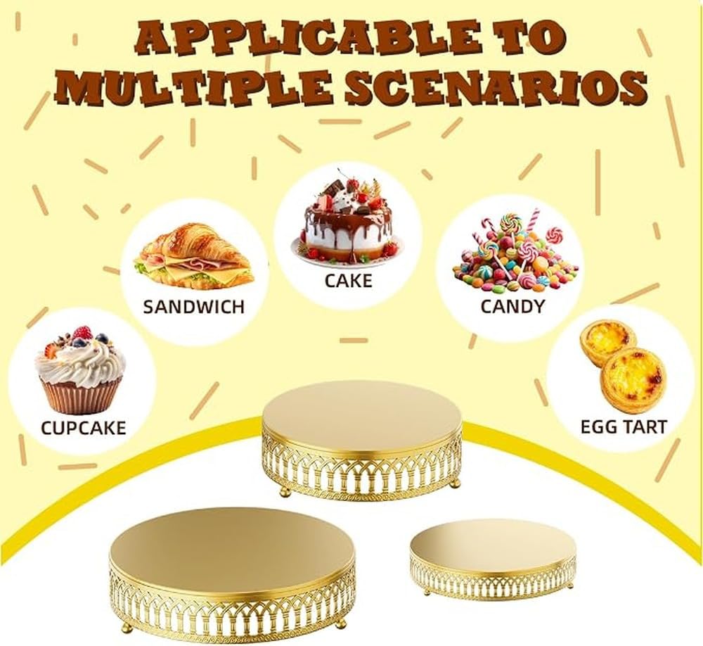 Soportes para pasteles dorados, elaborados en metal duradero con