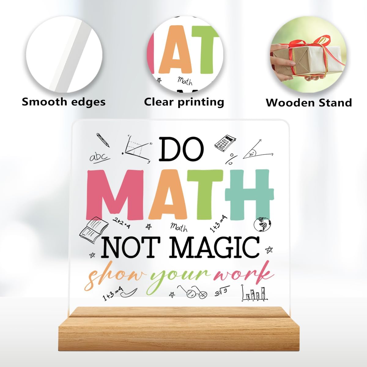 Math Teacher Gift Math Gifts Teacher Appreciation Gifts Funny Office Decor for Teacher Principal Math Appreciation Week Mathematician Desk Decor Acrylic Sign image 2