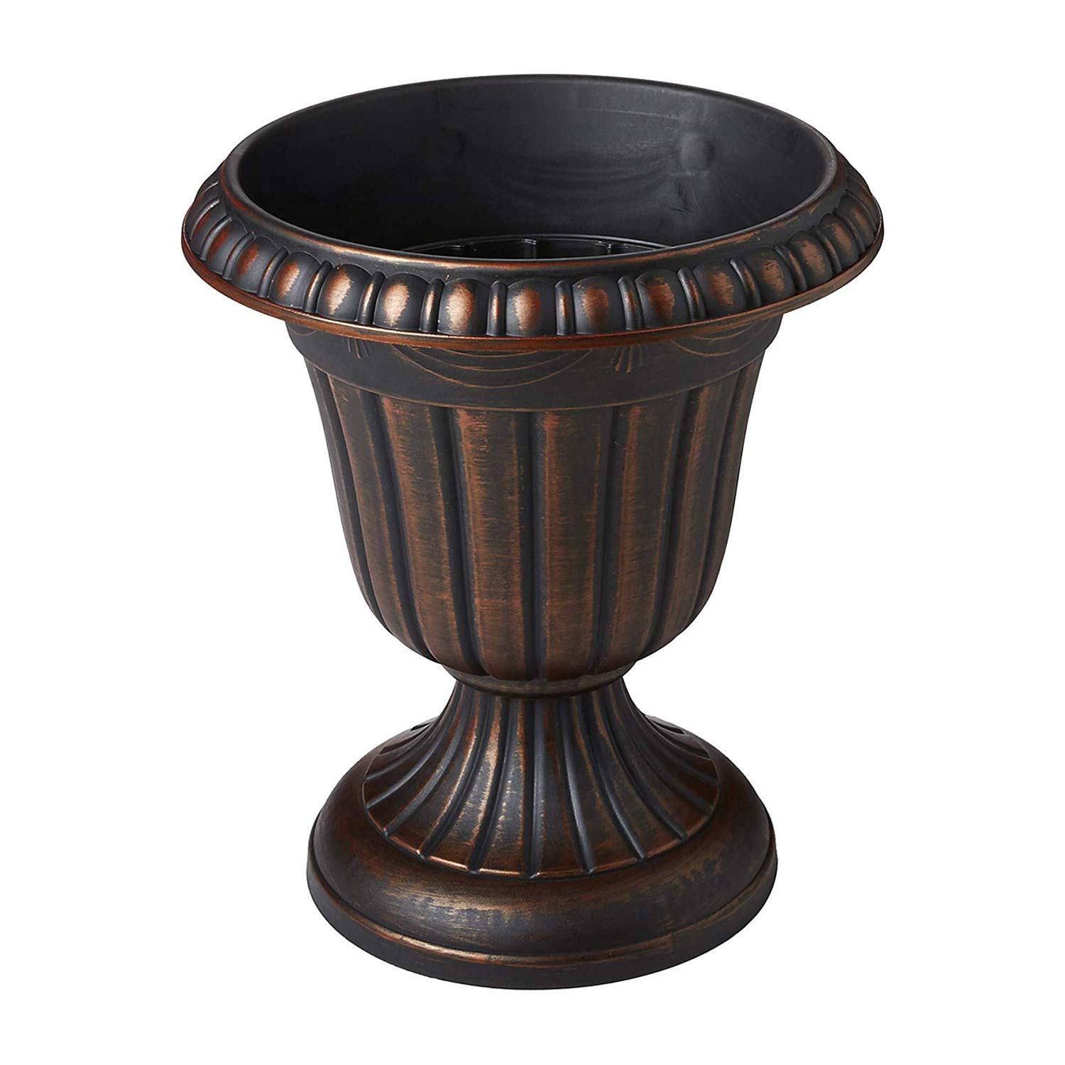 Arcadia Garden Products PL20CP Classic Traditional Plastic Urn Planter Indoor/Outdoor 10" x 12", Brushed Copper