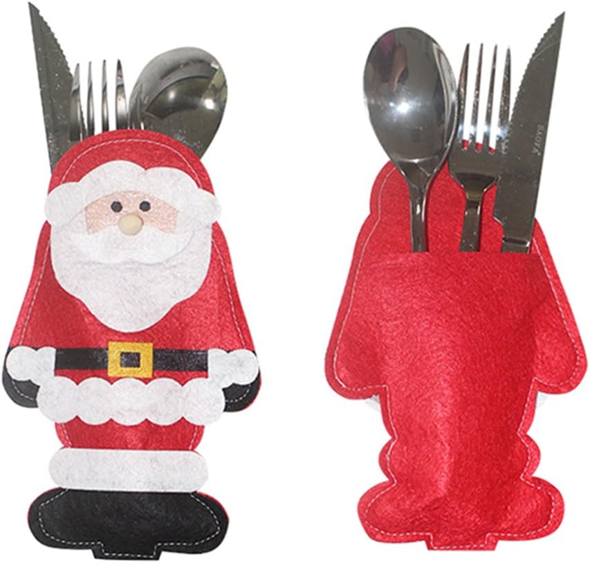 Toyobuy 6PCS Christmas Santa Cutlery Bags Silverware Holder Table Decoration