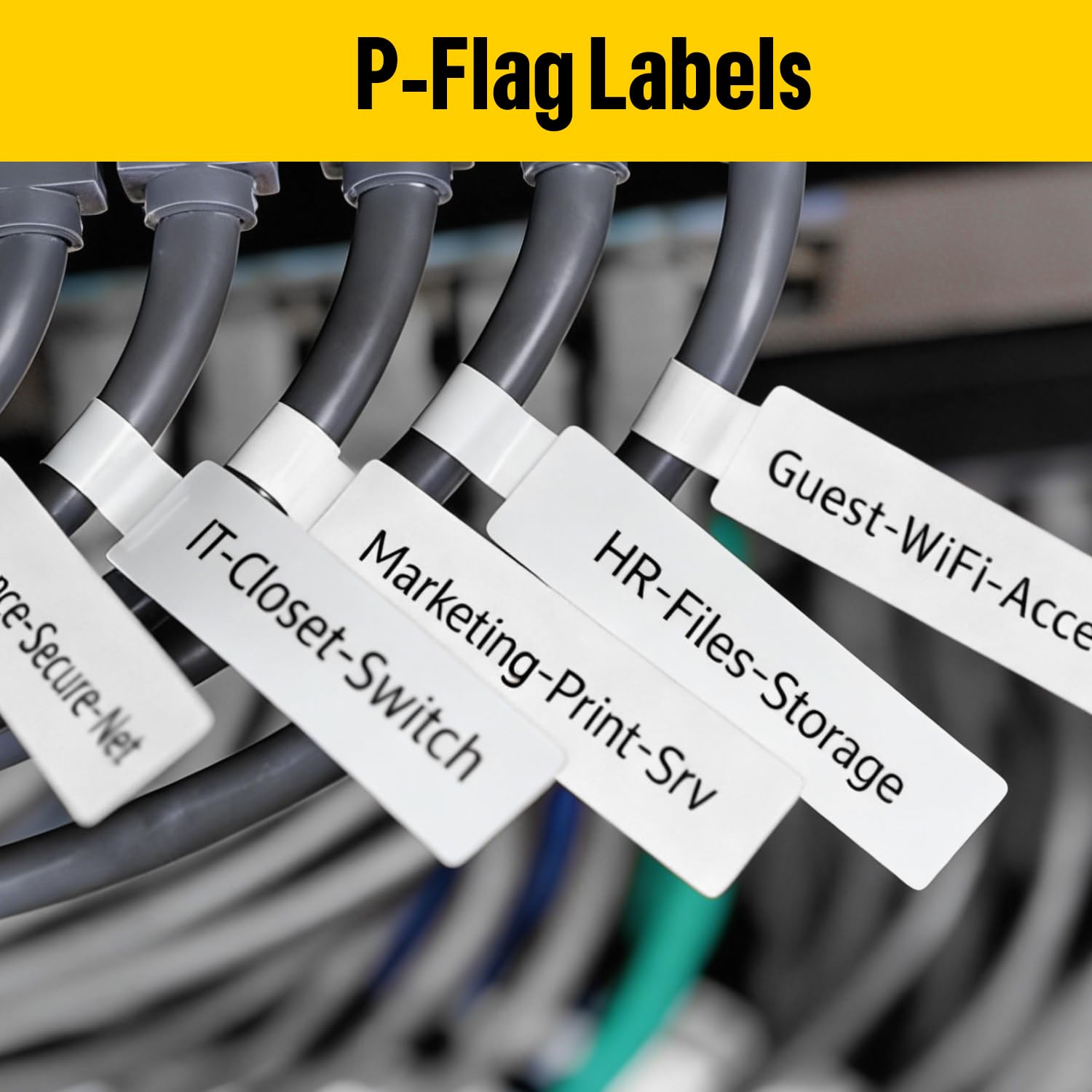 MakeID EP53 Flaggen-Etiketten, P-Flagge, vordimensioniertes Etikettenband mit Farbbandkassette für Innen- und Außenbereich, DatoCom-Etikettierung – für EP53 tragbare industrielle Etikettenhersteller
