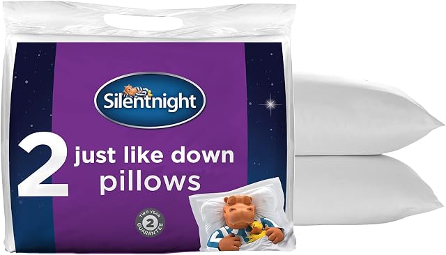 Silentnight Just Like Down Pillow - Hotel Bed Sleep Pillows Cuddle Support Pillow Pair - Machine Washable Soft Comfy Pillows,2 Count (Pack of 1)