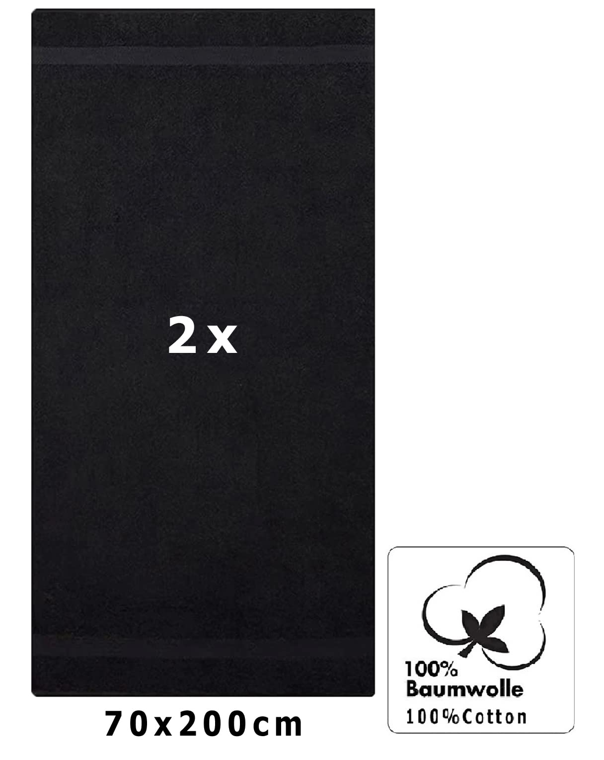 Betz Lot de 2 Serviettes à Sauna Premium Drap de Bain 100% Coton 70 x 200cm Couleur Noir