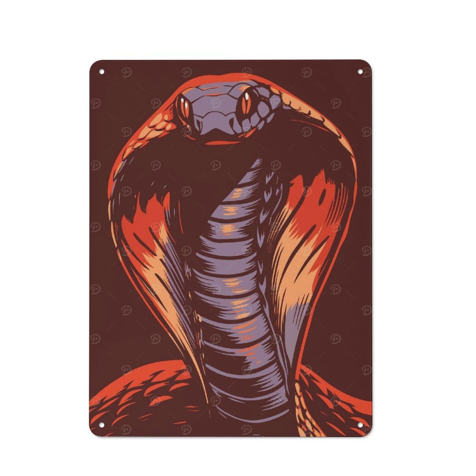 Junmoney Cobra Snake Illustration Retro Tin Wall Plaque 40X30cm For Dining Room Or Kitchen, For Home Decor Collectors