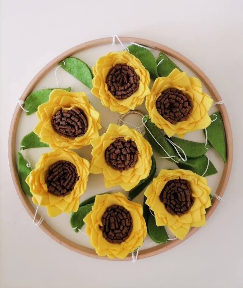 Miniatura 4 de Móvil de cuna de girasol, flores de fieltro para recién nacido, decoración neutra de girasol, hecho a mano, hecho a mano