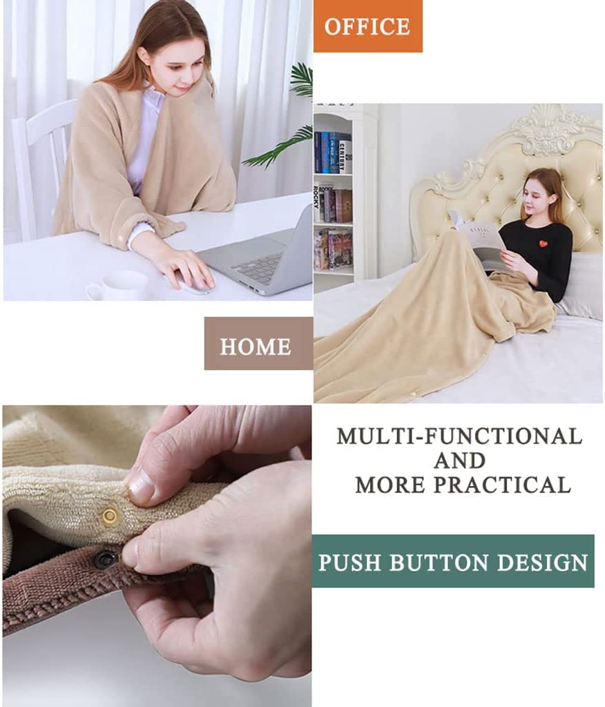 Coperta Termica Riscaldata Coperta elettrica USB Coperta riscaldante a Batteria con Bottone a Pressione Coperta riscaldata Lavabile in Lavatrice Coperta Calda Migliore Regalo Uso Domestico
