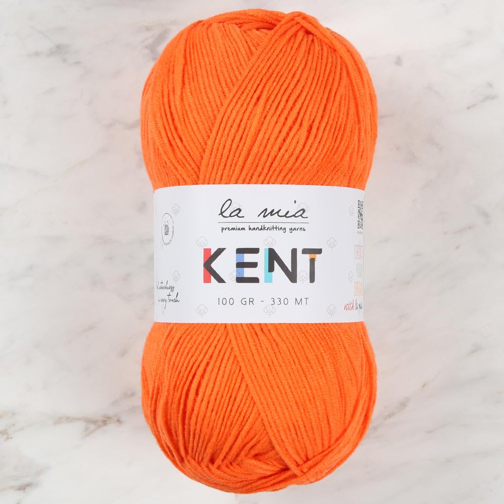 La Mia Kent 1 Skein 50% Cotton 50% Acyrlic Yarn, 100 Grams (3.5 Oz), 330 Meters (361 Yards), Orange - L038