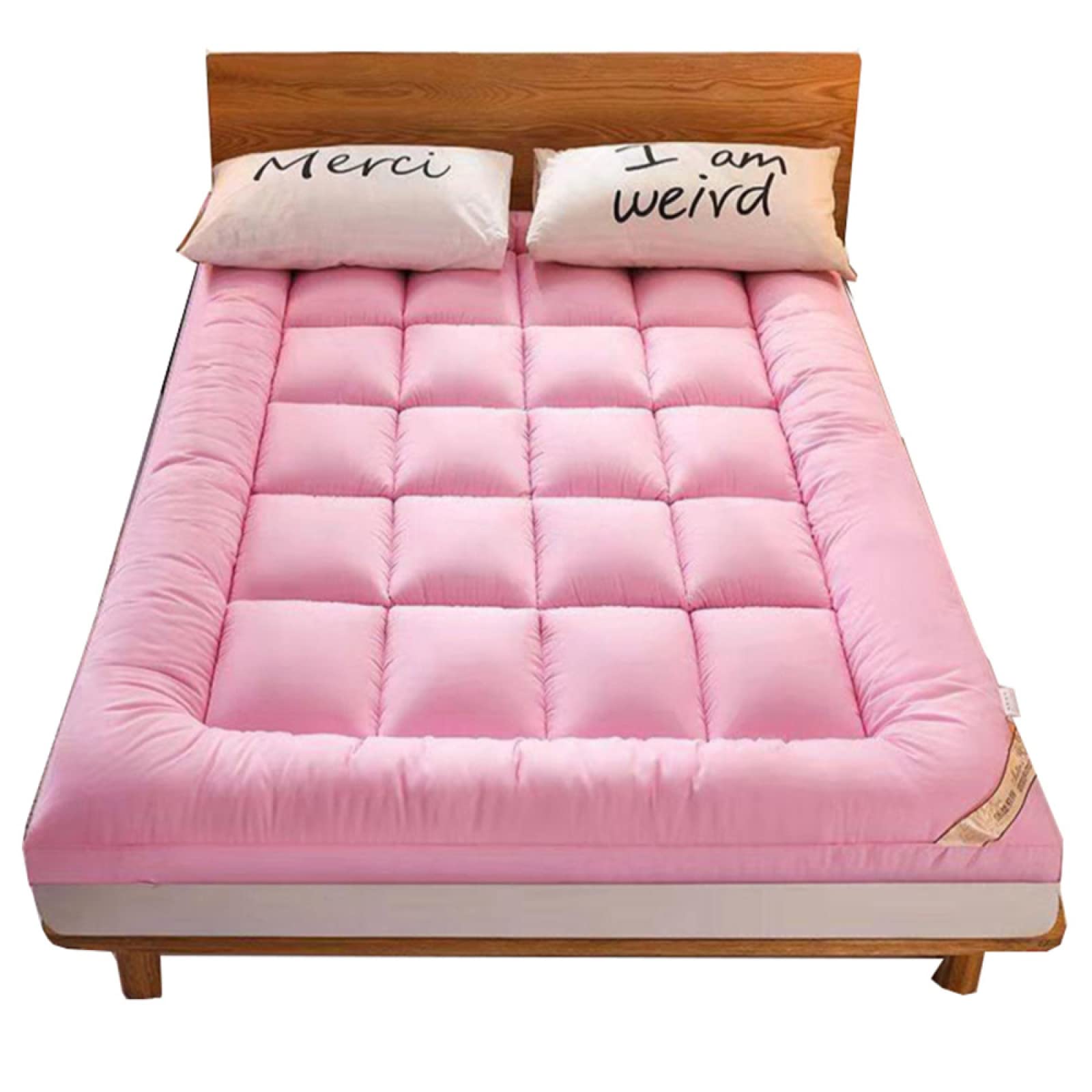Matelas de Tatami Futon Pliable 2 Places 10cm Épaissir Le Matelas de Couchage Japonais Épais Tapis de Lit Moelleux Ultra-douce Plancher Pad Pour Dortoir Étudiant Chambre Matelassé,Pink-180*220cm