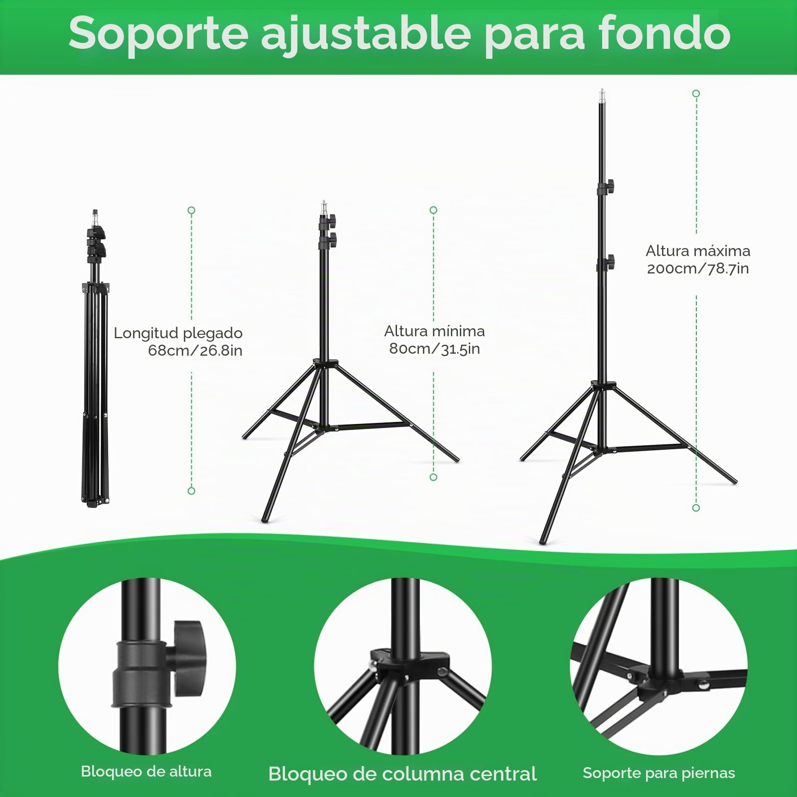 Telón de fondo verde y azul con soporte, kit de fondo de pantalla azul y verde 2 en 1 de 6.5 x 5 pies para sesión de fotos de juegos de transmisión de teclas Chroma con bolsa de transporte