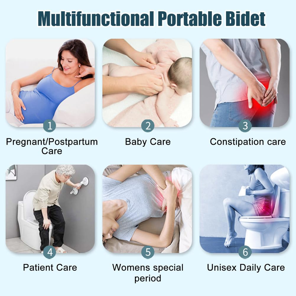 Bidet Portátil Eléctrico 2.5L, Botella Lavado Perineal Postparto para Higiene Personal, Hemorroides, Camping, Senderismo