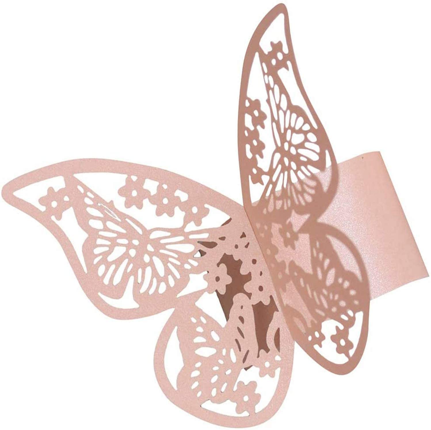 50 Anelli Portatovaglioli Farfalla 3D - Carta Perlata, Per Matrimoni E Feste, Decorazione Tavolo - Foto 10