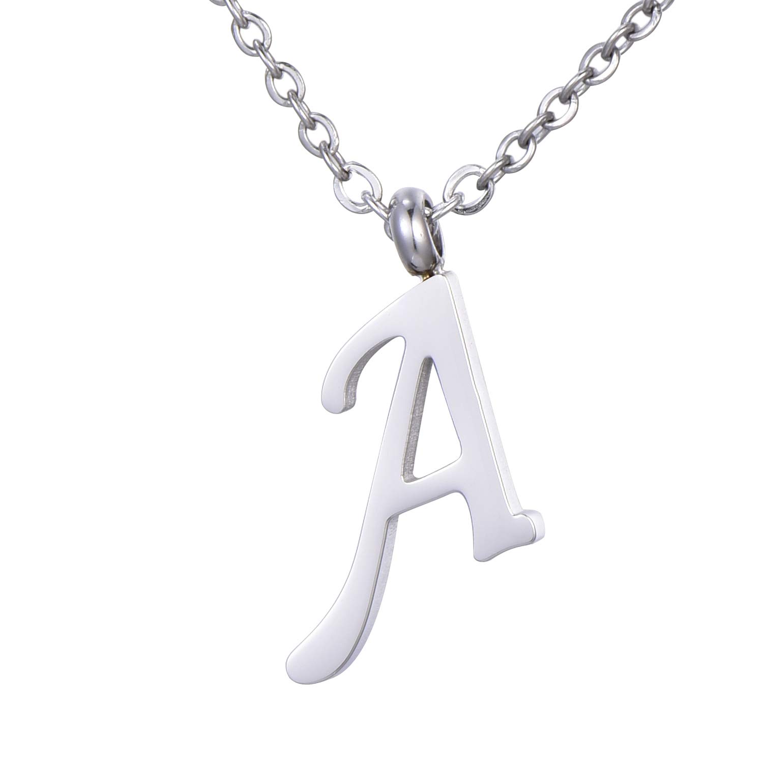 Morella Damen Halskette mit Buchstaben Anhänger Edelstahl Silber in Schmuckbeutel