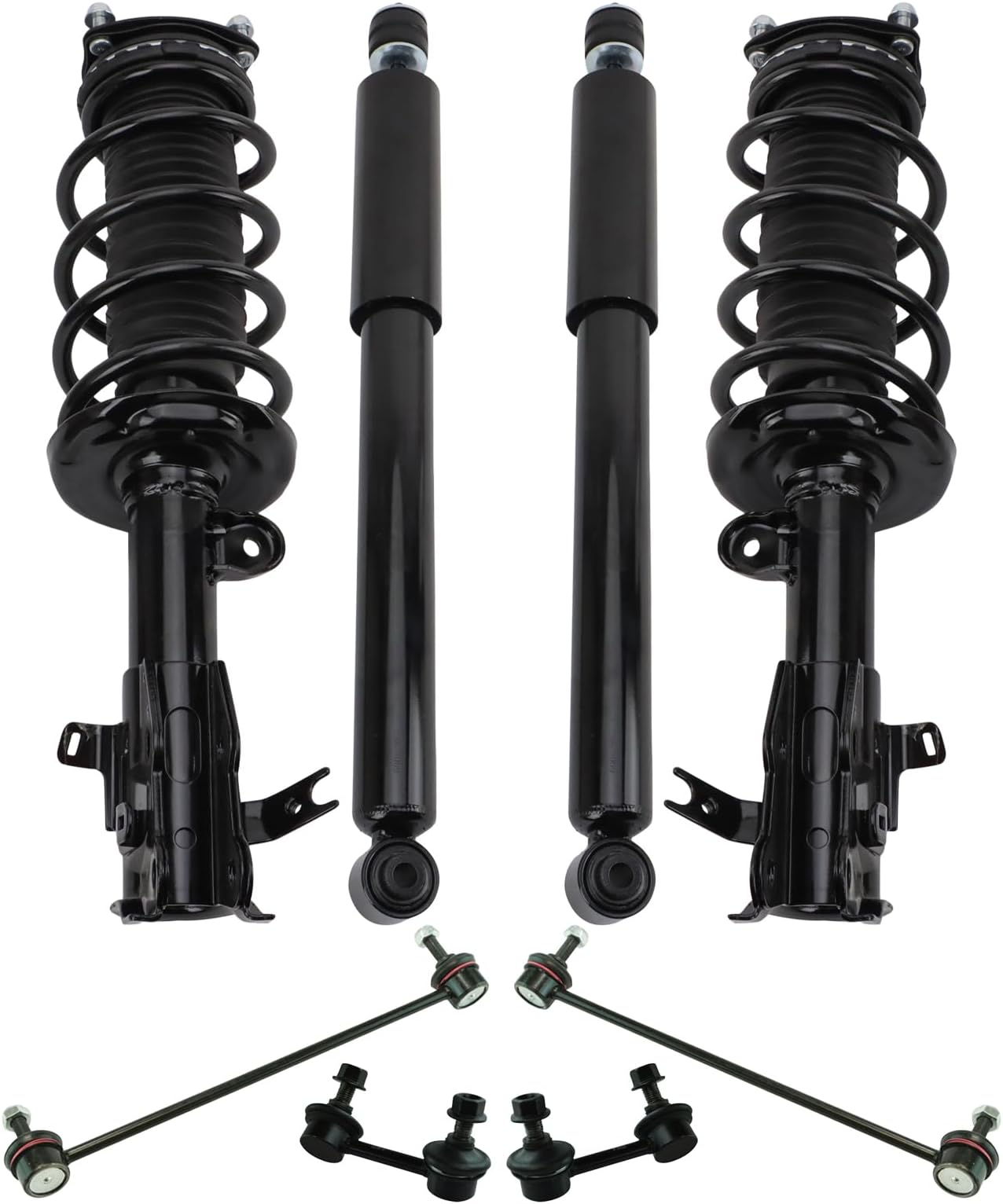 TRQ Front and Rear Suspension Kit Complete Strut & Coil Spring Assembly Shock Absorber Sway Bar Stabilizer Link Compatible with 2012-2015 Honda Civic