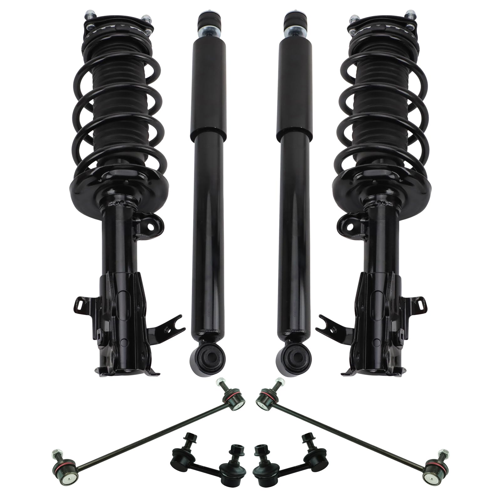 TRQ Front and Rear Suspension Kit Complete Strut & Coil Spring Assembly Shock Absorber Sway Bar Stabilizer Link Compatible with 2012-2015 Honda Civic