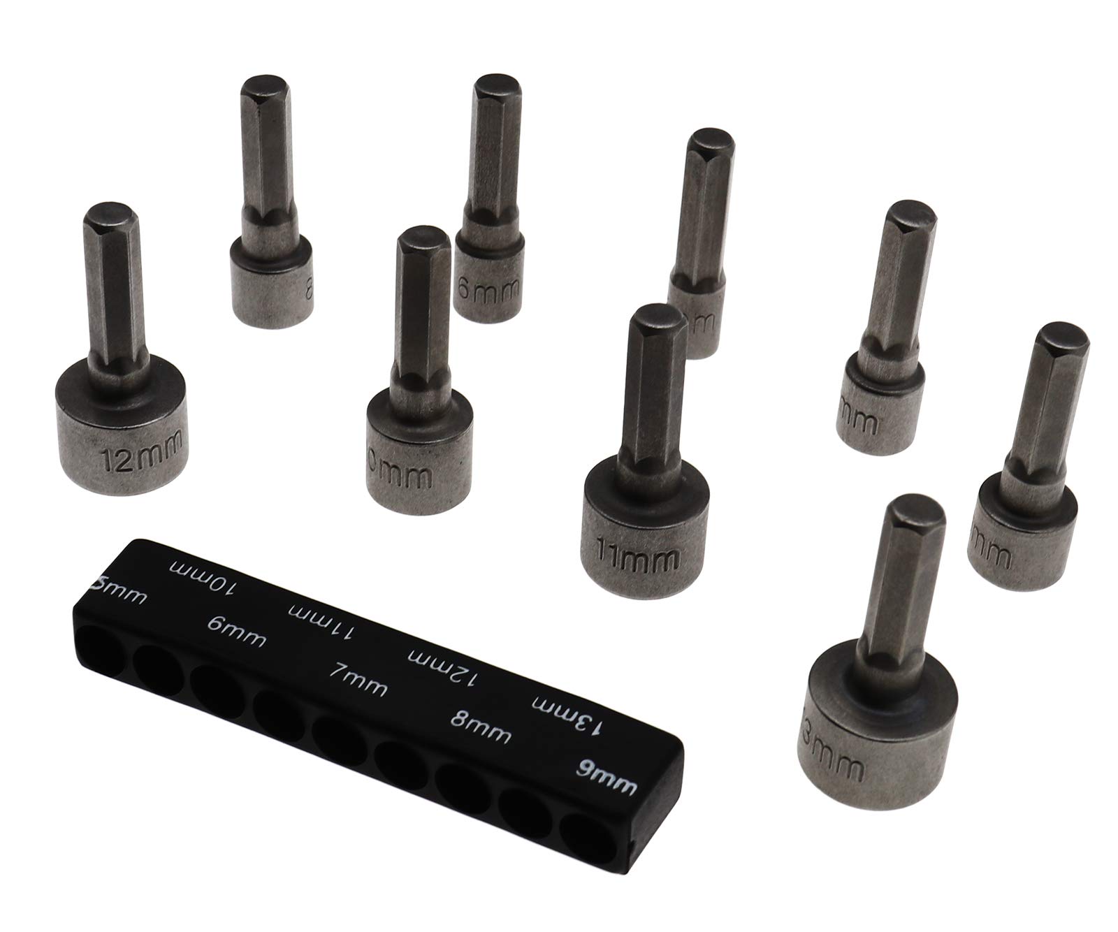 Create idea Paquete de 9 1/4 "Tuerca Driver Set Adaptador de Socket M¨¦trico Socket Broca de Impacto 5mm a 13mm Herramienta