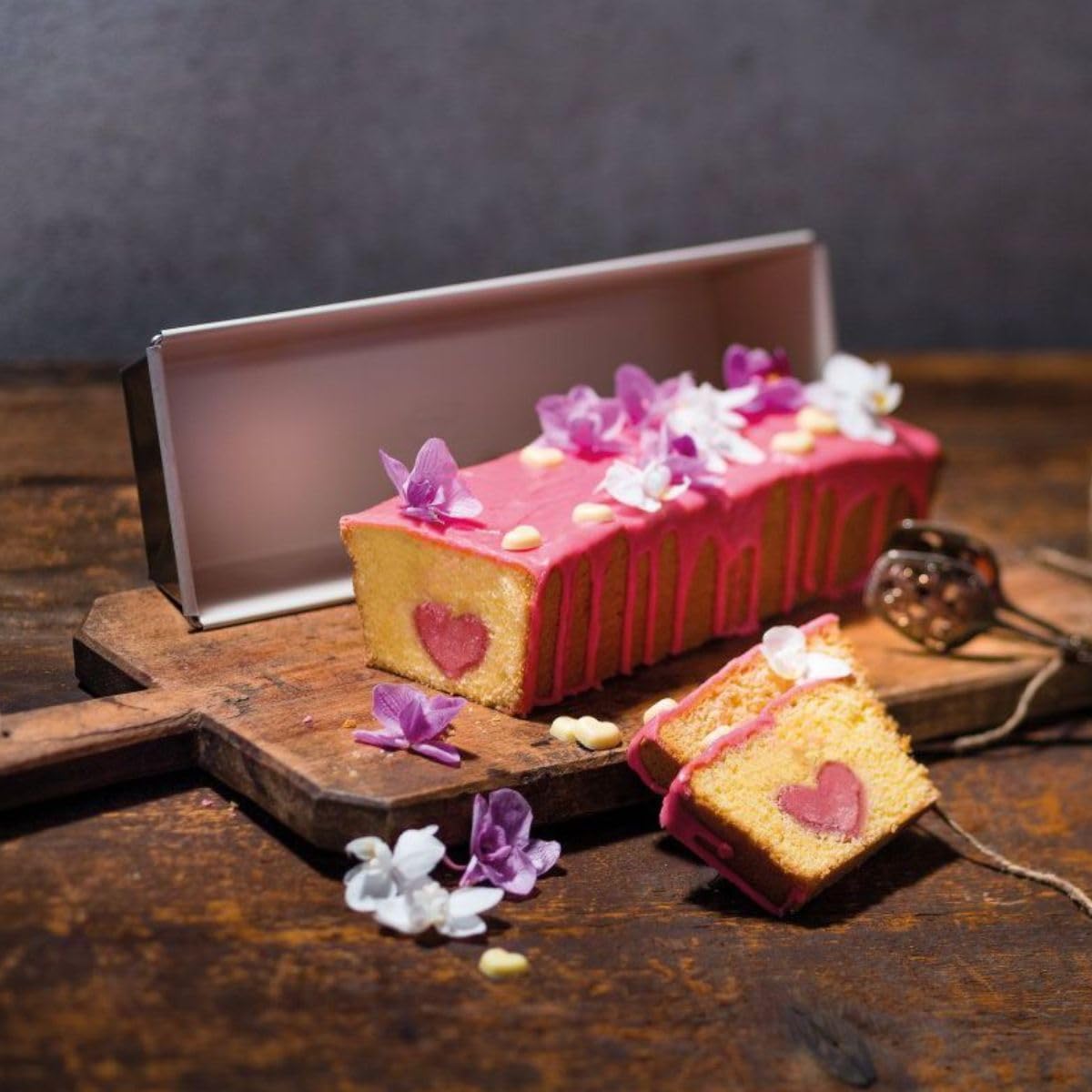 Dr. Oetker 9928850 Set of 2 Cake Moulds, Cake Mould, Cake Pan, Rectangular Cake Pan, Ceramic, Steel, Ceramic, 30 x 13 x 7.5 cm and 28 x 18 x 7 cm