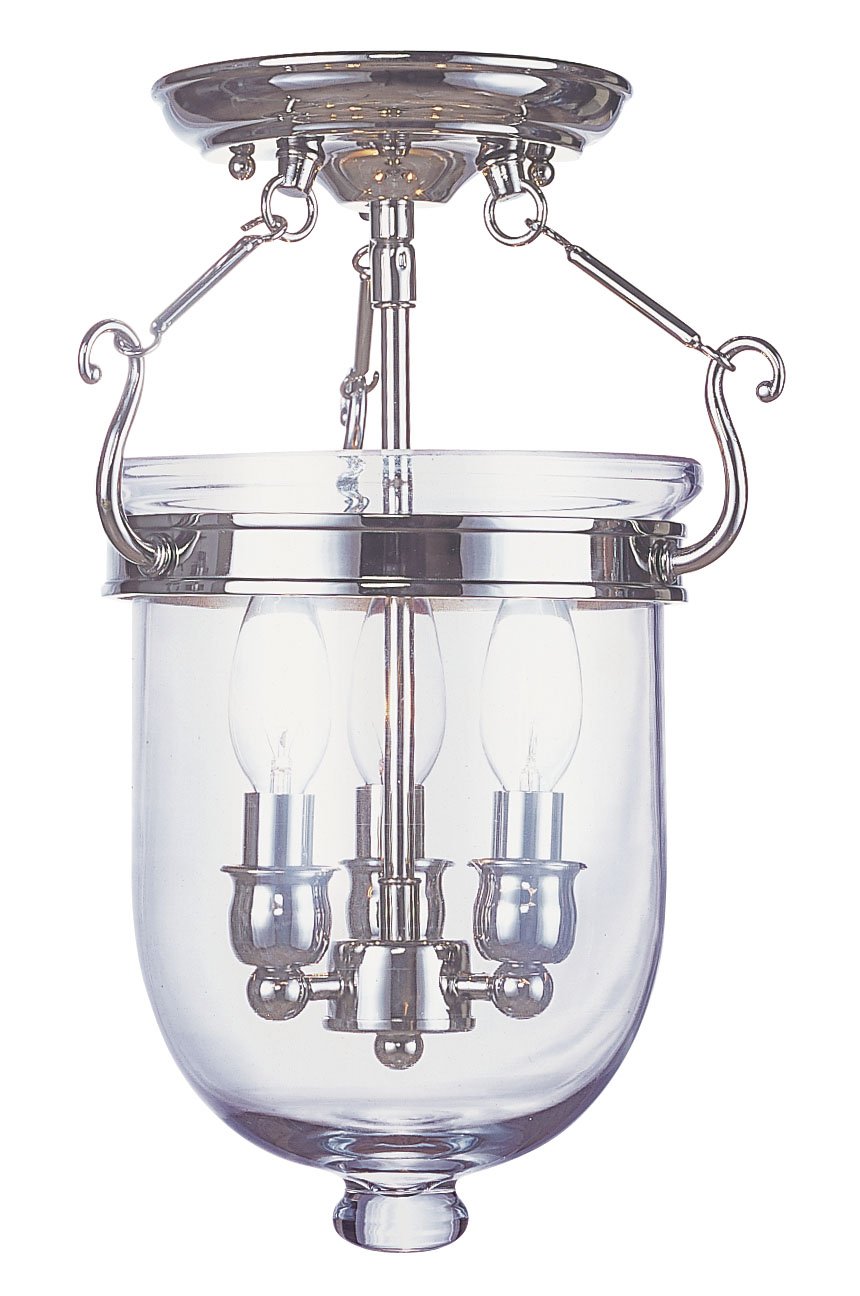 Livex Lighting 5061-35 Flush Mount, Polished Nickel | Clear Glass