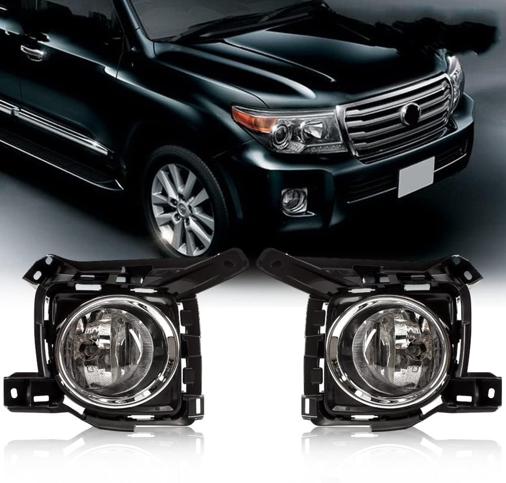 Auto-Tech Clear Fog Light w/Bezel Switch Wire Bulb fog lamp assembly kit Replacement For Toyota Land Cruiser FJ200 2012-2015