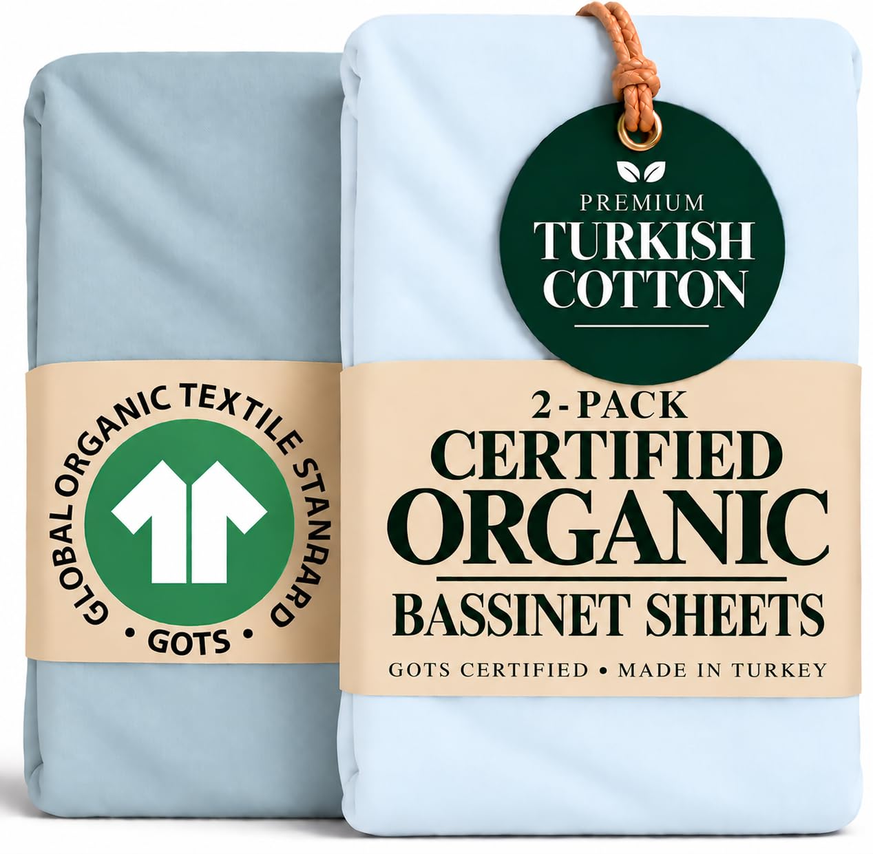 Organic Bassinet Sheets 33x20 for HARPPA Cuddly 3-in-1, BabyBond, GROWNSY — image 1