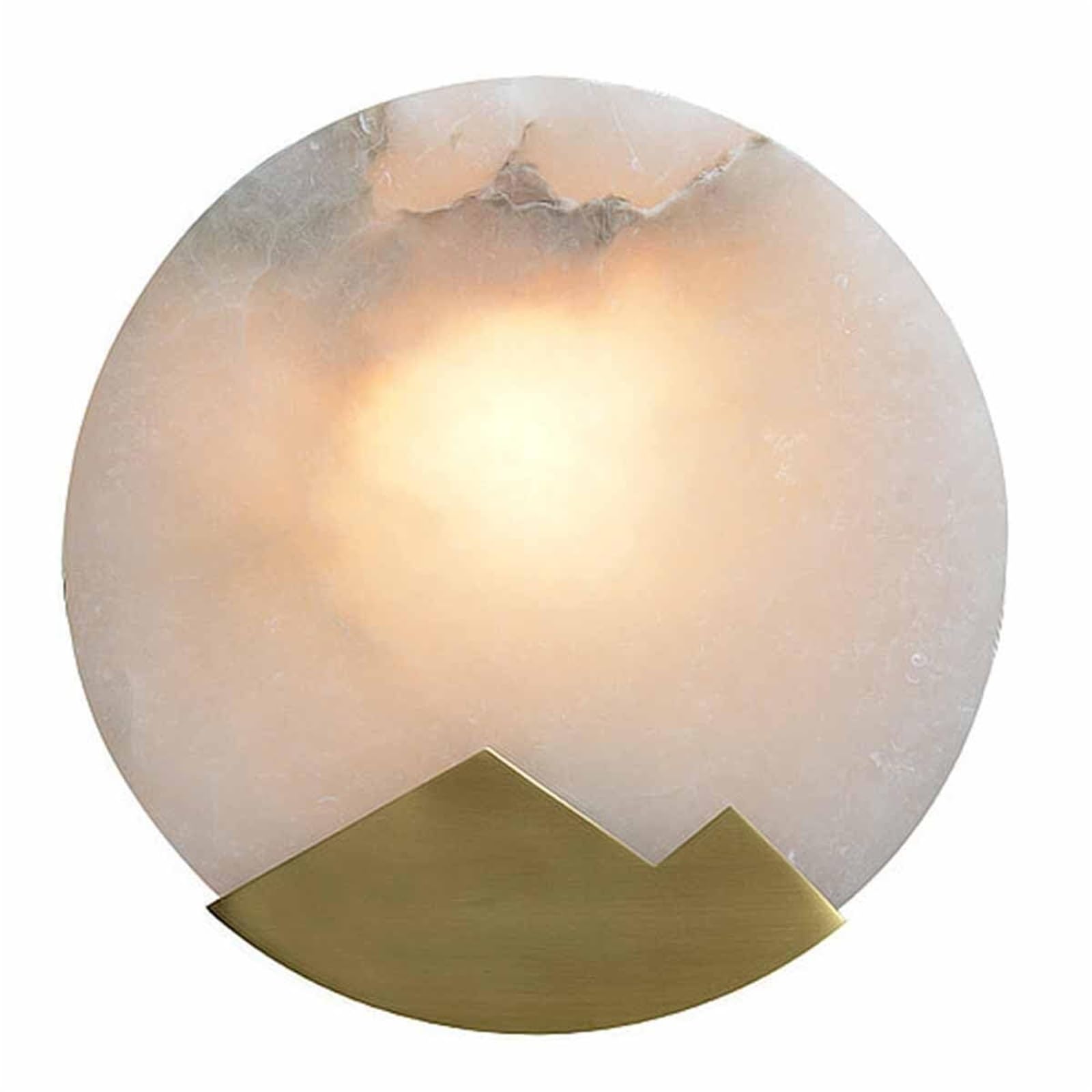LUOYAOB Alabaster Wall Sconce Round Marble Brass Gold Wall Light