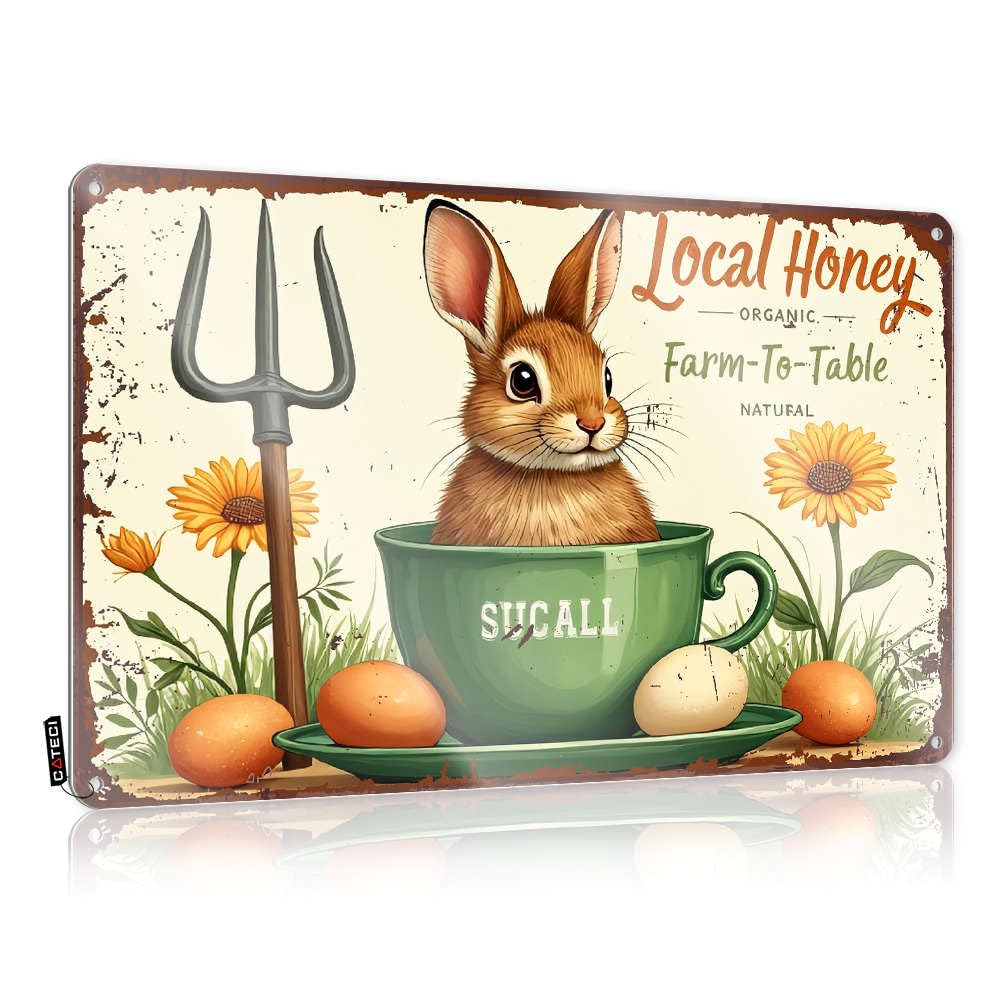 Neon Best Tin Metal Decor - Local Honey: Organic, Farm-to-table, Natural. Shabby Chic Metal Wall Art Ready To Hang For Restaurant(20X30CM)