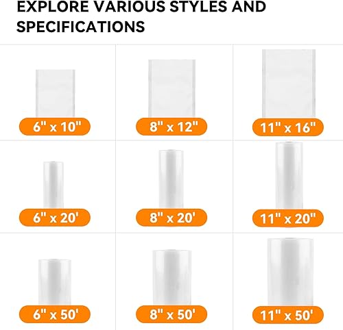 Miniatura 8 de Bolsas selladoras al vacío para alimentos, 200 bolsas precortadas de 8 x 12 pulgadas, ideales para almacenamiento de alimentos, Sous Vide y