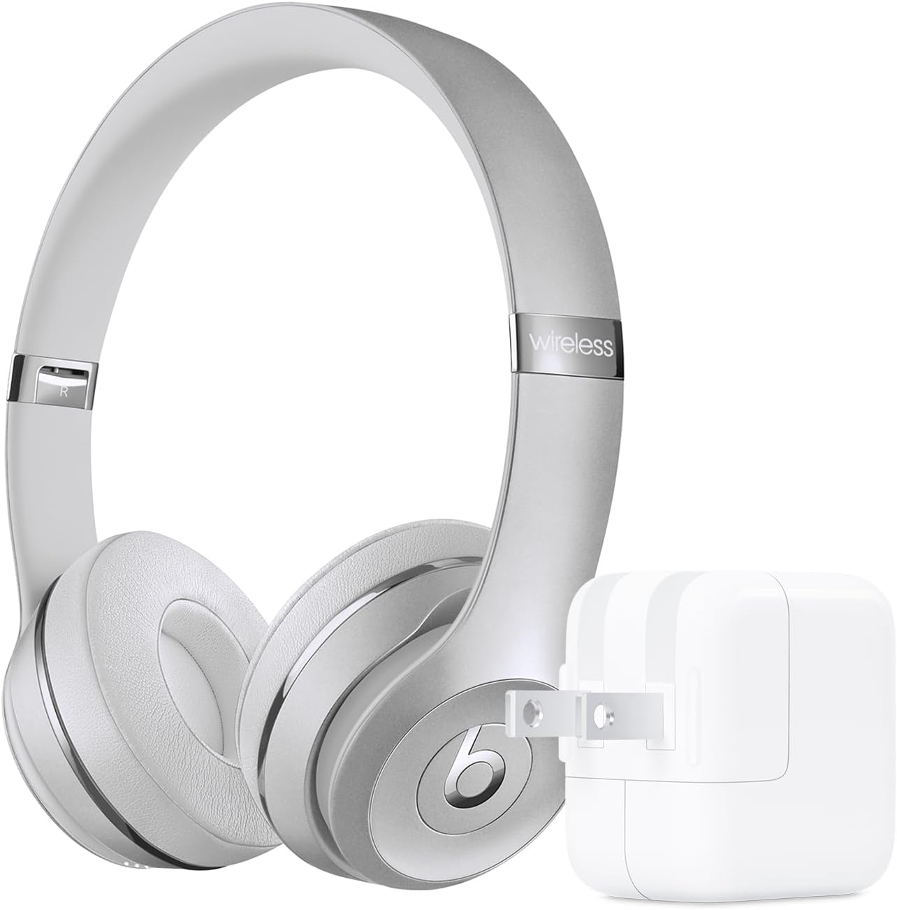 Beats Solo3 Wireless in Silver with Apple 12W USB Power Adapter Beats Solo3 Wireless in Silver with Apple 12W USB Power Adapter