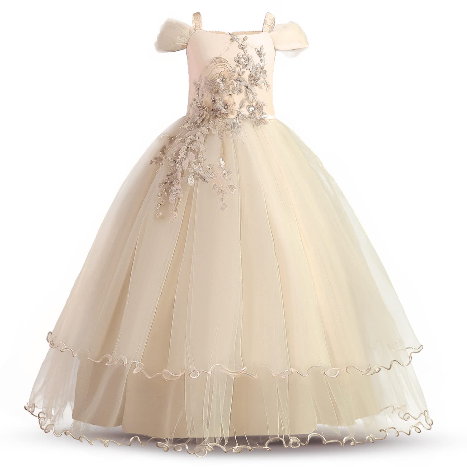 TTYAOVO Mädchen Blume Kleid Festzug Hochzeit Prinzessin Langes Ballkleid