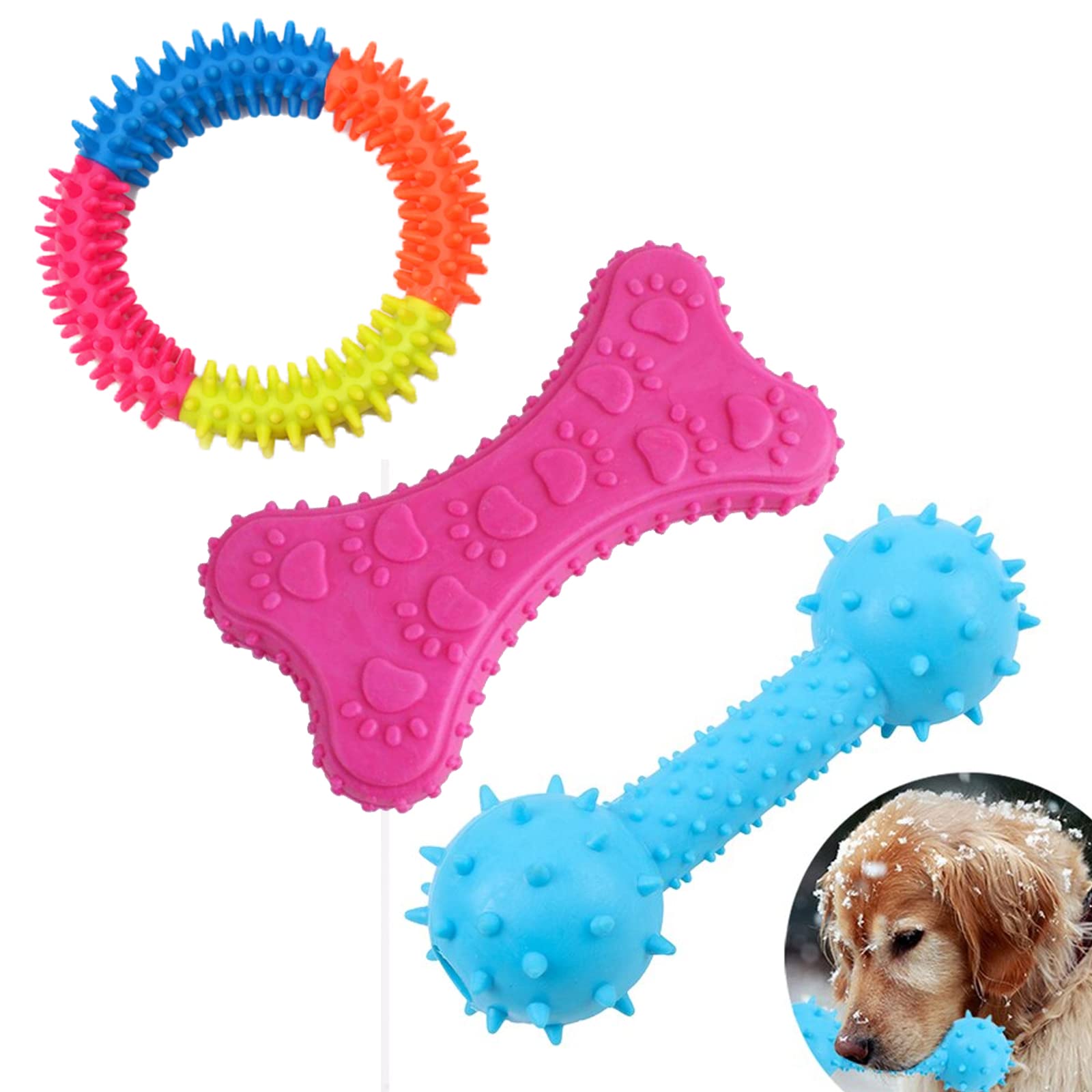 emily pets Dog Chew Toys Pack 3, Dog Toys for Aggressive Chewers Small Breed Teeth Cleaning and Gum Massage Natural Rubber Toys for Small and Medium Dogs (Color May Vary, Pack of 3) (B09QYWW5P9) Amazon Price History, Amazon Price Tracker