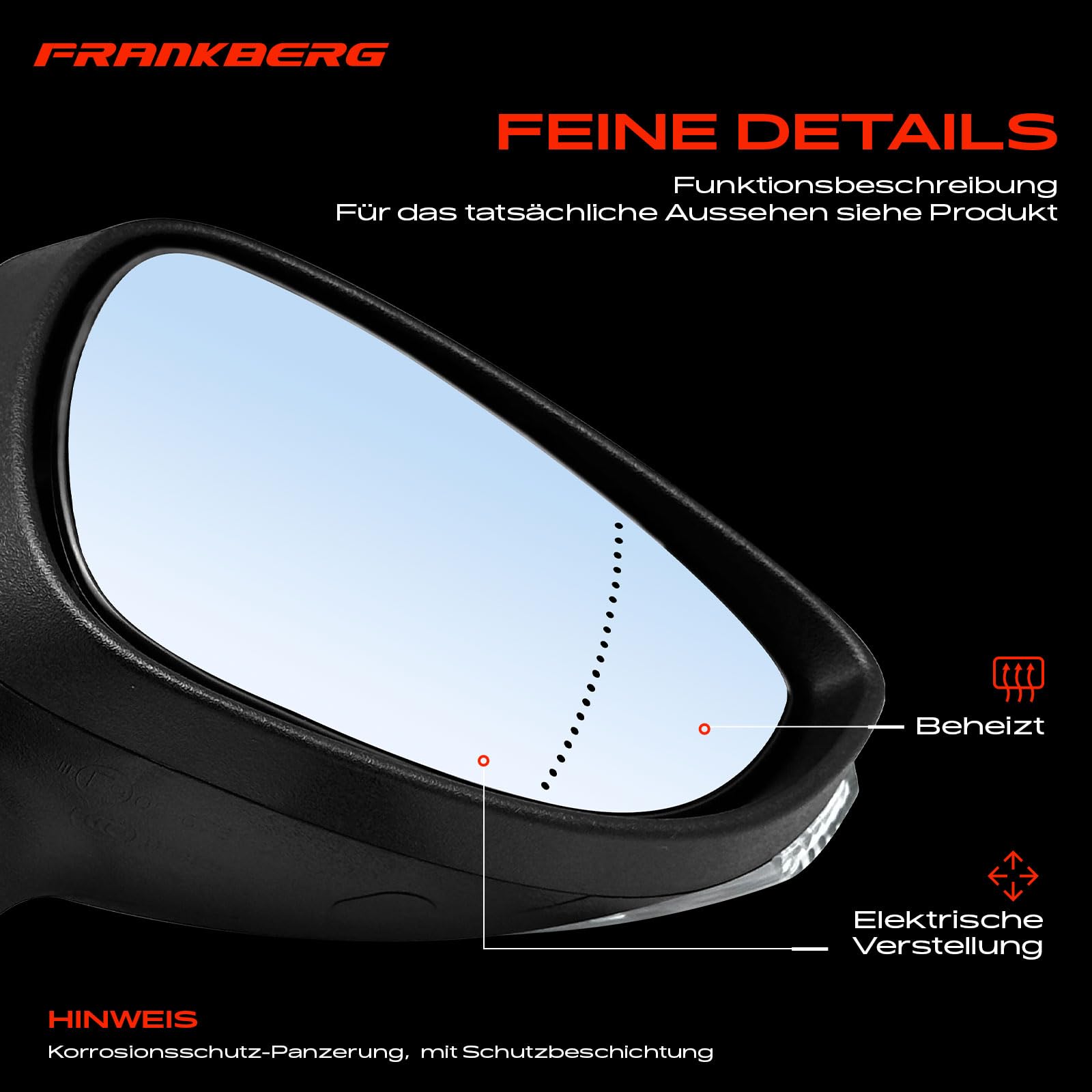 Frankberg Specchietto retrovisore esterno elettrico destro 6 Poli 1633085 | Riscaldato, &-Luce lampeggiante; Compatibile con: Fiesta VI CB1 CCN