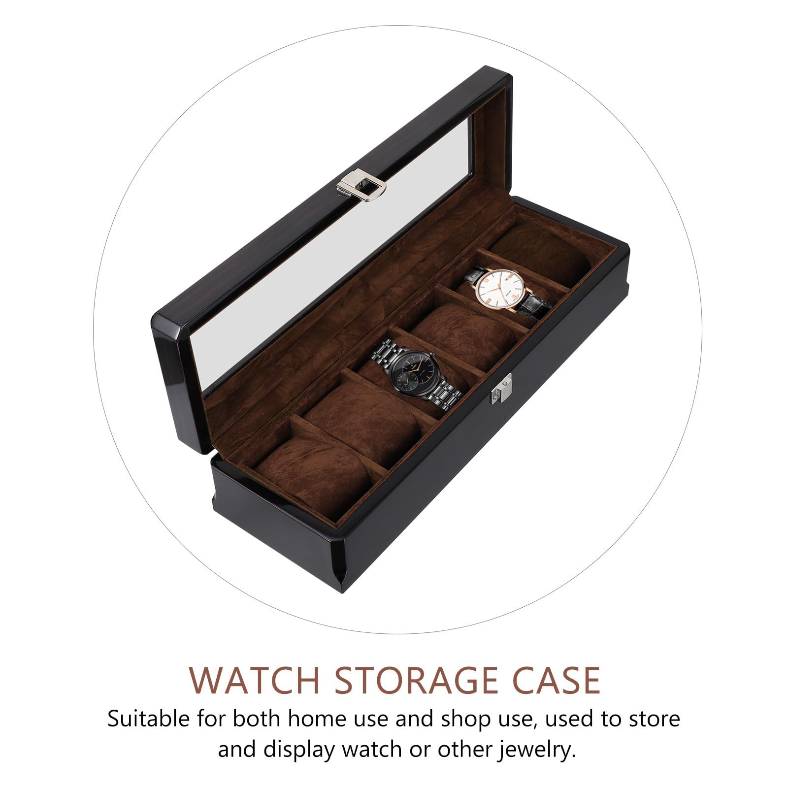 SHINEOFI Elegante Uhrenbox und Schmuckkästchen mit Glasdeckel und Flanellfutter Schützende Aufbewahrungsbox für Uhren und Schmuck für Zuhause und Reisen