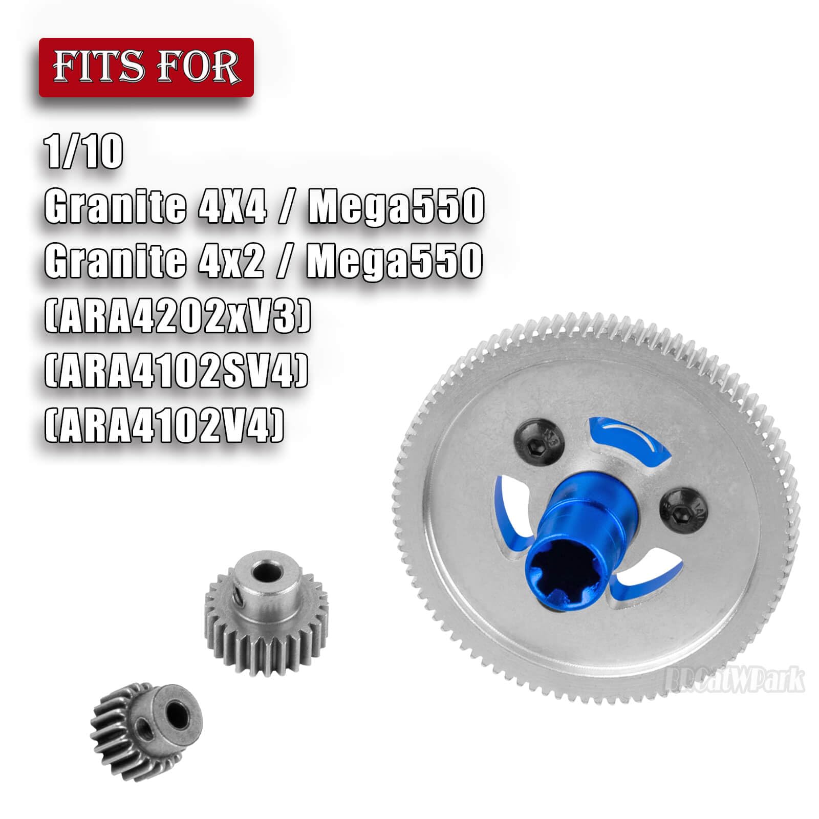 BRCatWPark RC 91T Slipper Clutch 0.6 Pitch Gear w/(19T 23T 25T) Pinions Upgrades Part for 1/10 Granite 4X4/Granite 4x2 Mega550,91T Metal Slipper Clutch 0.6 Pitch Hop Ups,Navy Blue