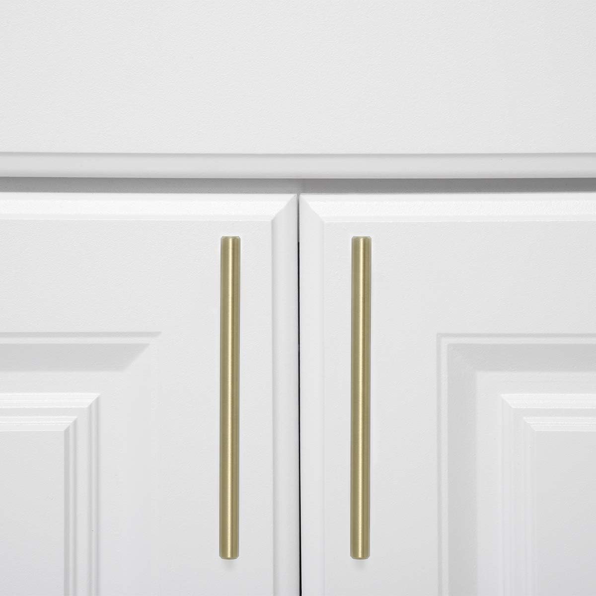 Amazon Basics Euro Bar Cabinet Handles, Kitchen Cabinet Pulls, Hardware for Cupboards, 1/2-inch Diameter, 7.38-inch Length, 5-inch Hole Center, Golden Champagne, 25-Pack