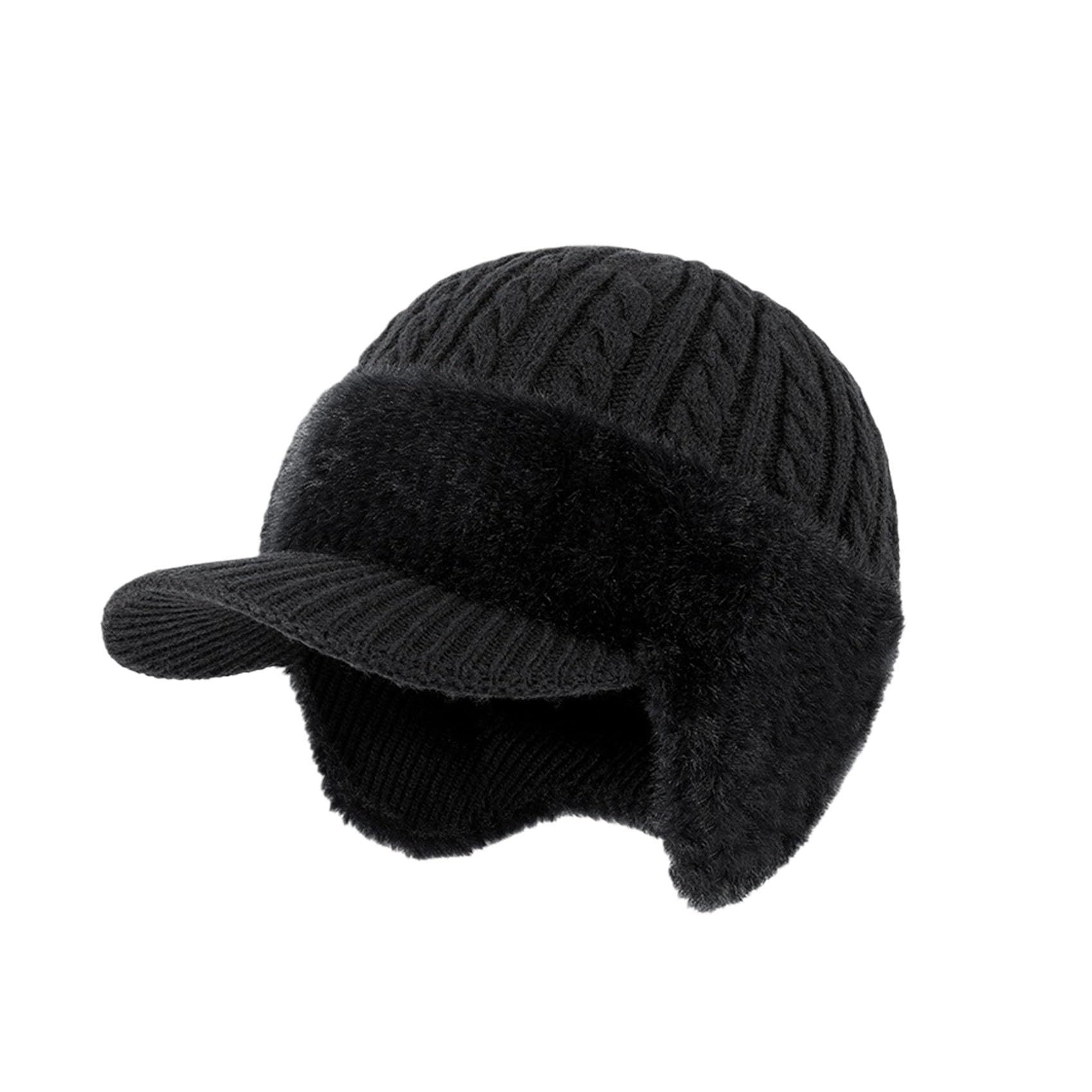 Cold Shielding Trapper Hat, Cozy Head Beanie, Complete Head and Ear Coverage for Cold Weather (Black)