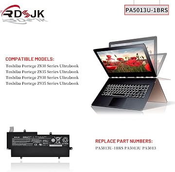 PA5013U-1BRS Laptop Battery for Toshiba Portege Z830 Z830-10P Z830-BT8300 Z830-S8301 Z830-S8302 Z830-K08S Z835 Z835-P330 Z930 Z930-S9301 Z930-007 Z930-10M Z935 Z935-P300 Z935-P390 Series 14.8V 47Wh
