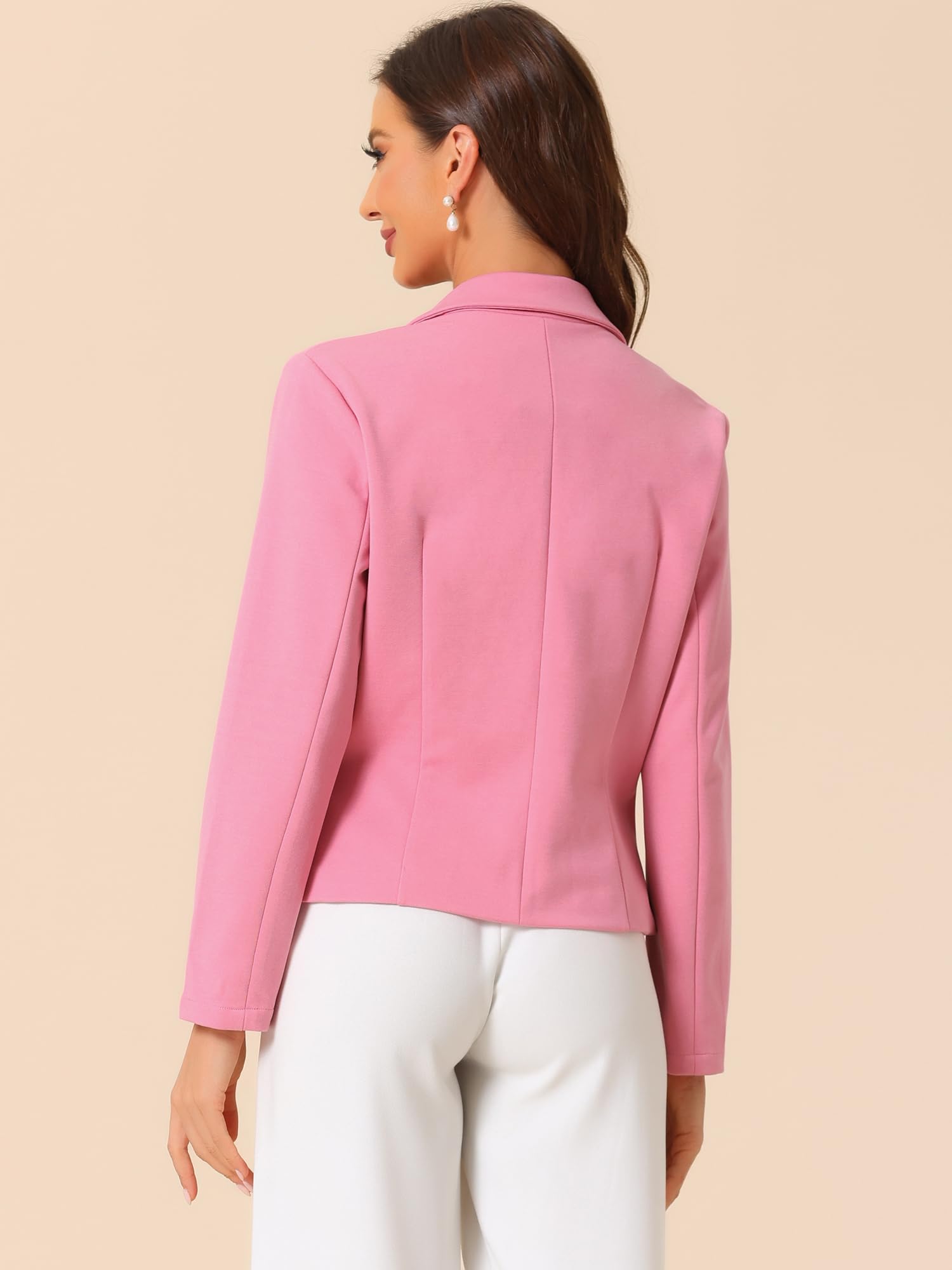 Allegra K - Giacca da donna con apertura frontale, per ufficio e lavoro, casual, leggera ed estiva, blazer cropped