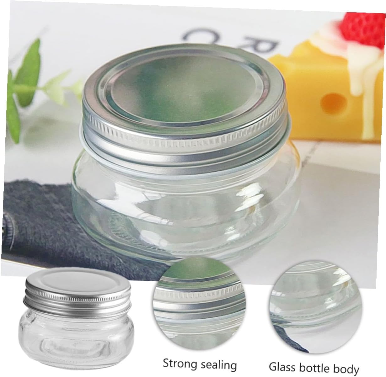 Toyvian 4pcs 150ml round Candy Jars with Aluminum Lids, Glass Sweet Storage Containers for Xmas Party Favors and DIY Candy Display