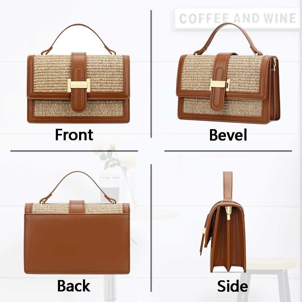 Straw Crossbody Bags for Women Summer Vacation Shoulder Handbag Trendy Top Handle Beach Purse