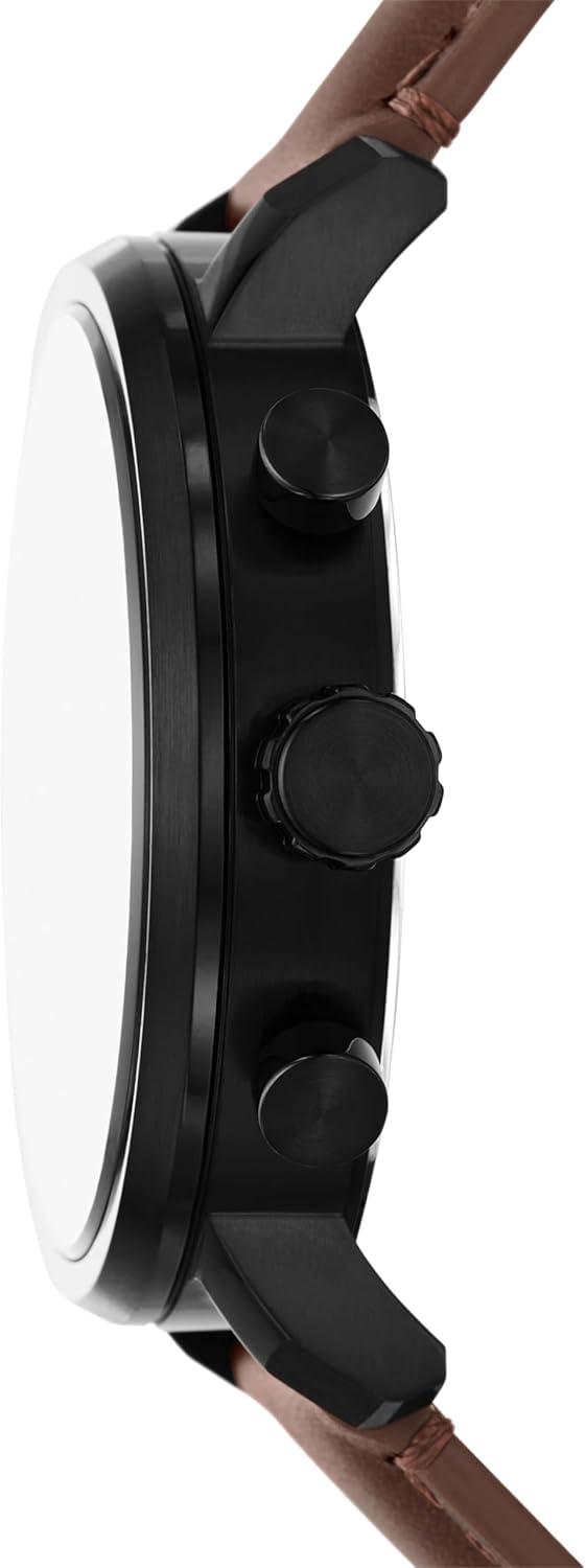 lateral view of Fossil Rhett BQ2894 watch showing crown and pushers