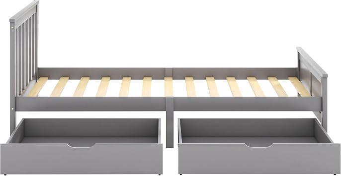 I0I&I0I Wooden Solid White Pine Storage Bed with Drawers Bed Furniture Frame for Adults, Kids, Teenagers 3ft Single (Grey)