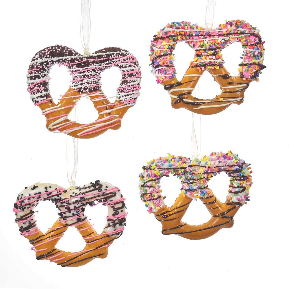 The Bridge Collection Chocolate Covered Pretzel Ornaments, Set of 4 Assorted