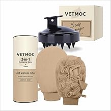 VETMOC 2 in 1 Exfoliating Glove & loofah with Hair Scalp Massager Shampoo Brush with Soft Silicone Bristles (Random color)