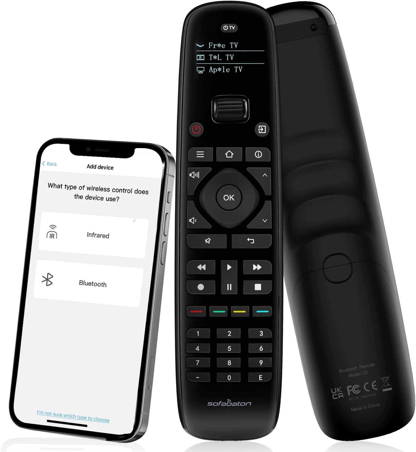 SofaBaton U2 Universal Remote (with Backlight), All-in-One Smart Universal Remote Control with Customized APP for TV/Soundbar/DVD/Blu-ray/Projector and More, Macro Buttons & Extended Infrared Range