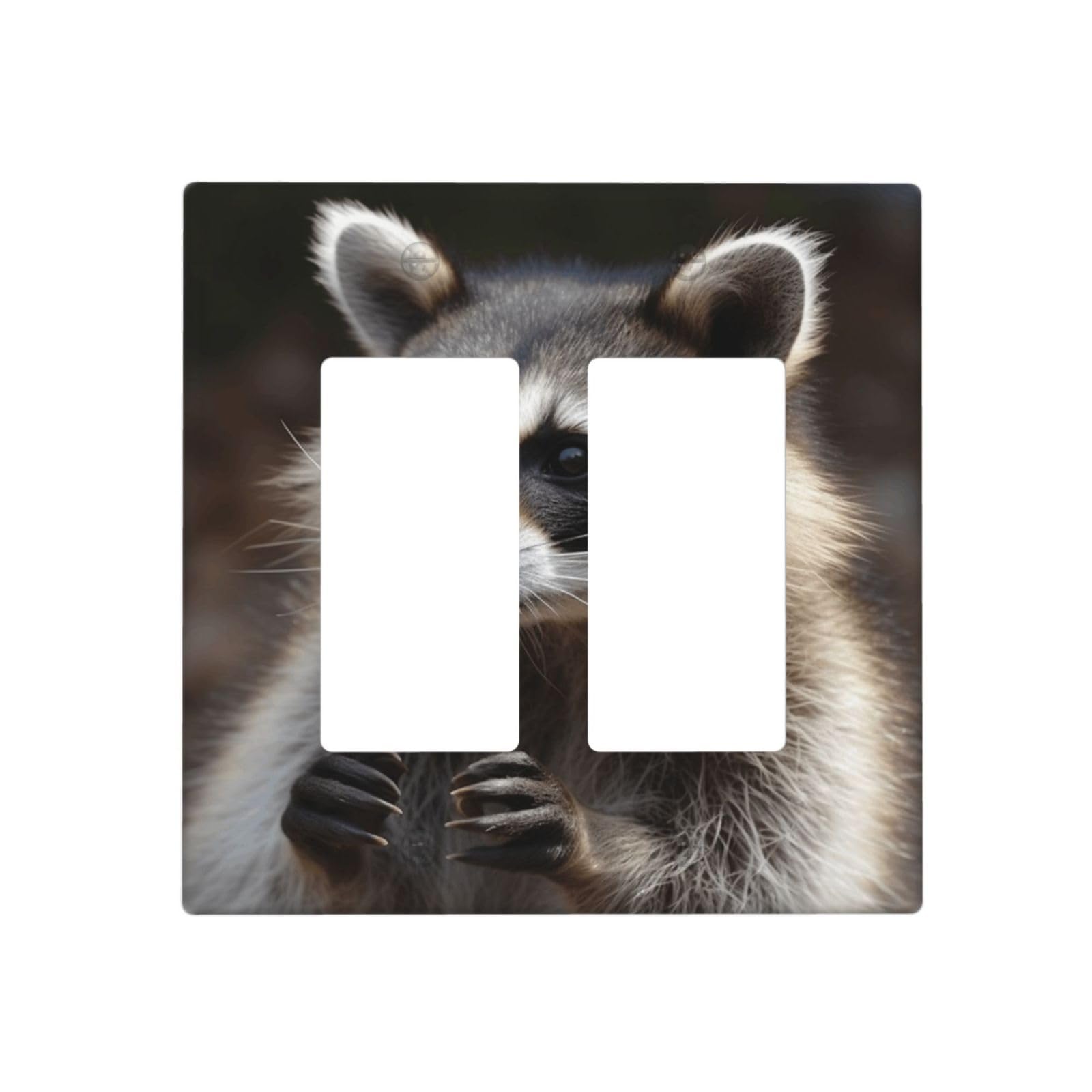 Kloph Style H Decorator Wall Plate 2 Gang Light Switch Covers Raccoon Wallplate Double Toggle Switch Plate Standard Size Electrical Outlet Covers Decorative Wall Switch Plate Cover