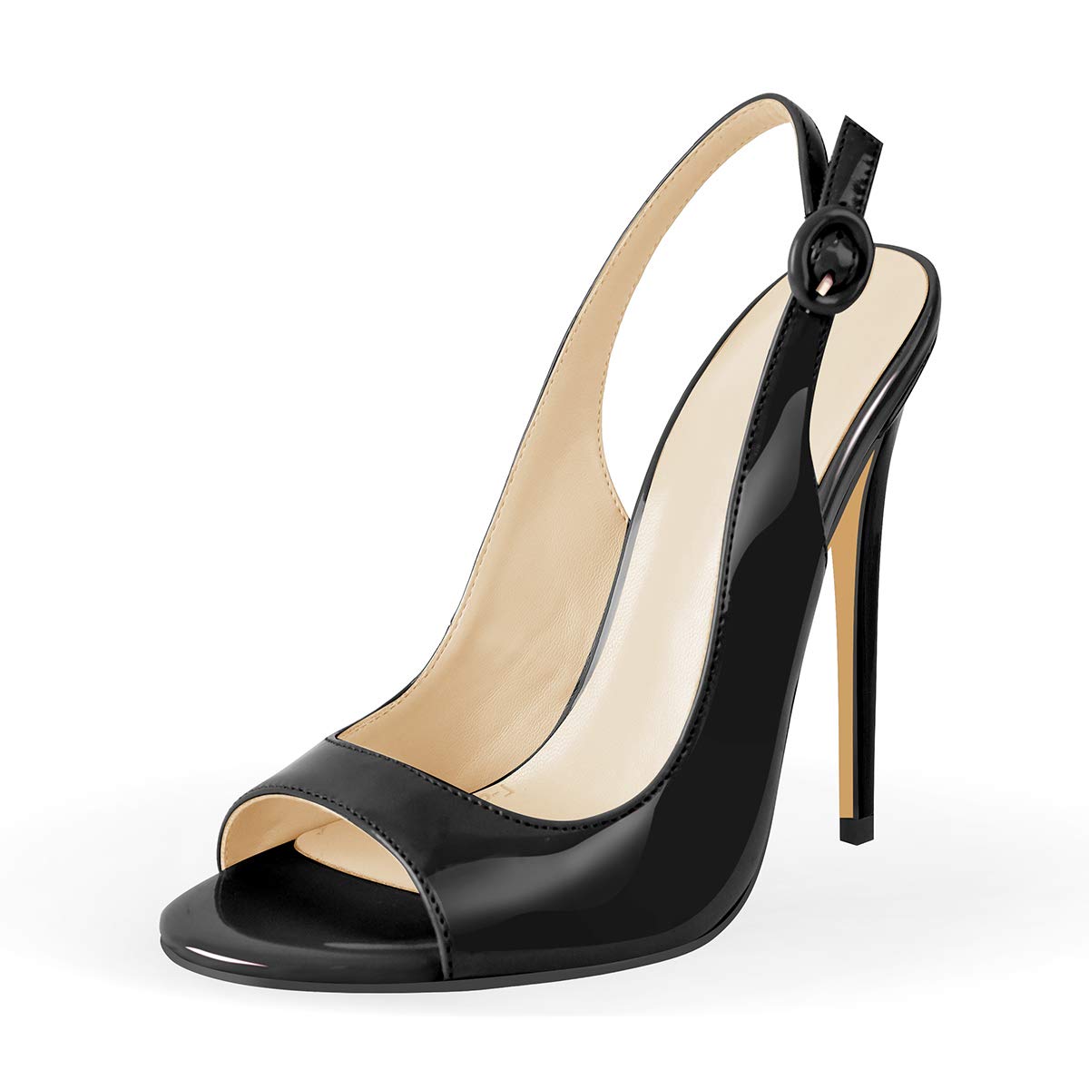 Manfield leren slingback pumps met gesp roze metallic