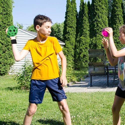 4 Stück Wurfball mit hohem Rückprall, Handgelenkball mit Seil, elastischer Handgelenkball, Rückprallball zum Training der Reaktionsfähigkeit, Hand-Auge-Koordinationstrainingsgerät für Fußball