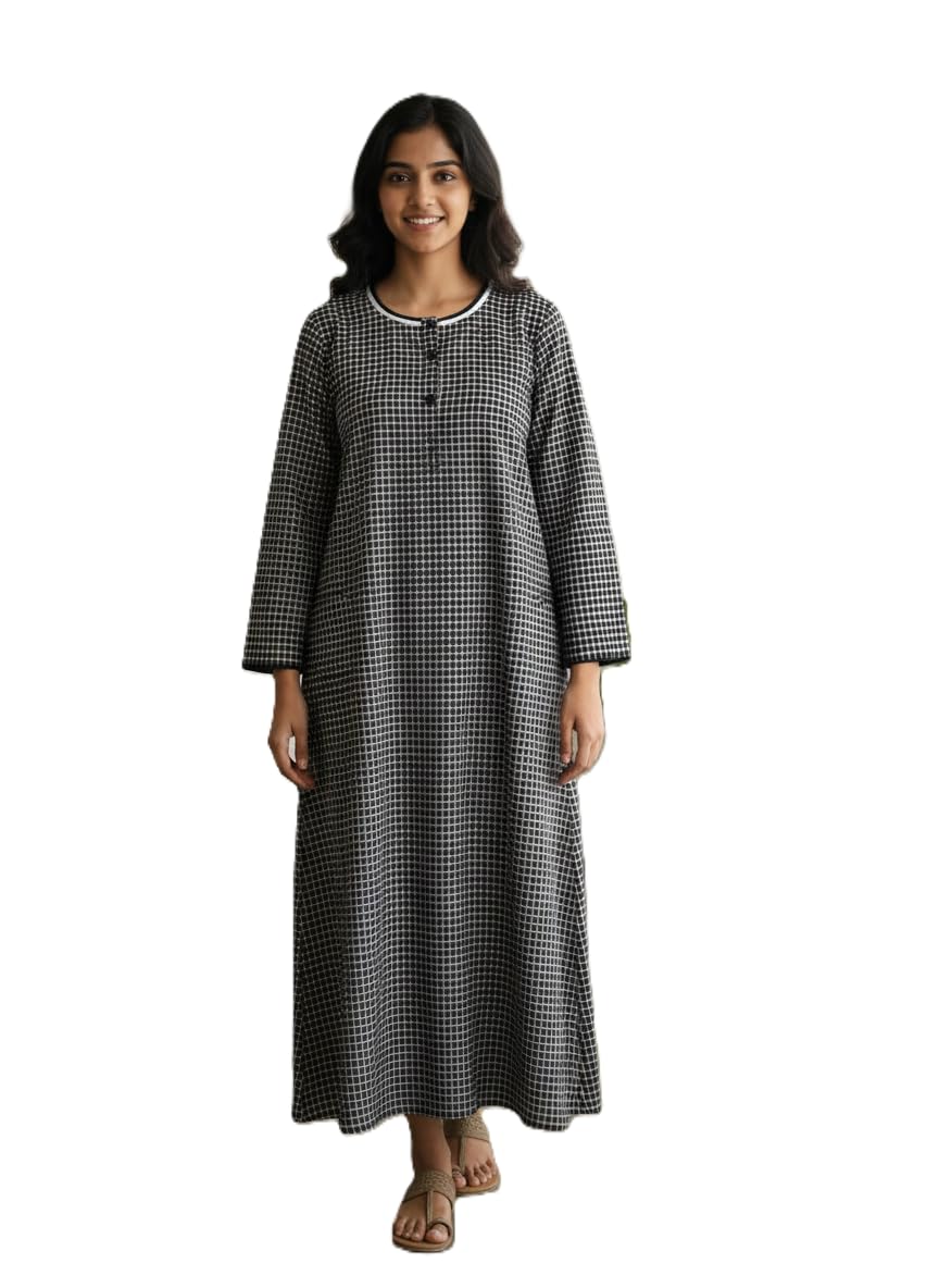baby doll Premium Full Length Cotswool Nighty, Night Gown, Sleepwear for Women, Ladies Full Sleeve Night Wear-picture-13