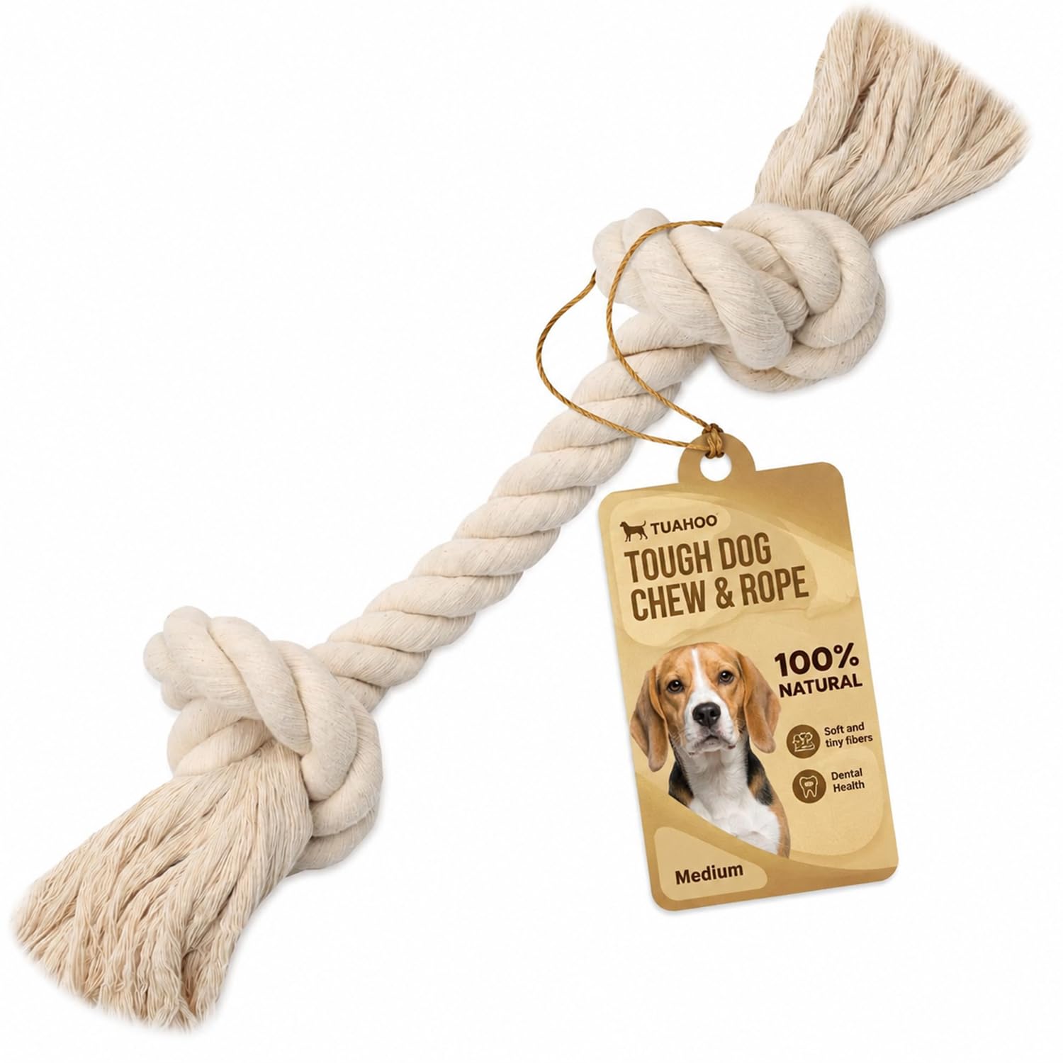 TUAHOO 2-Knot Dog Rope Toy for Dogs, Medium 16.5 Inch