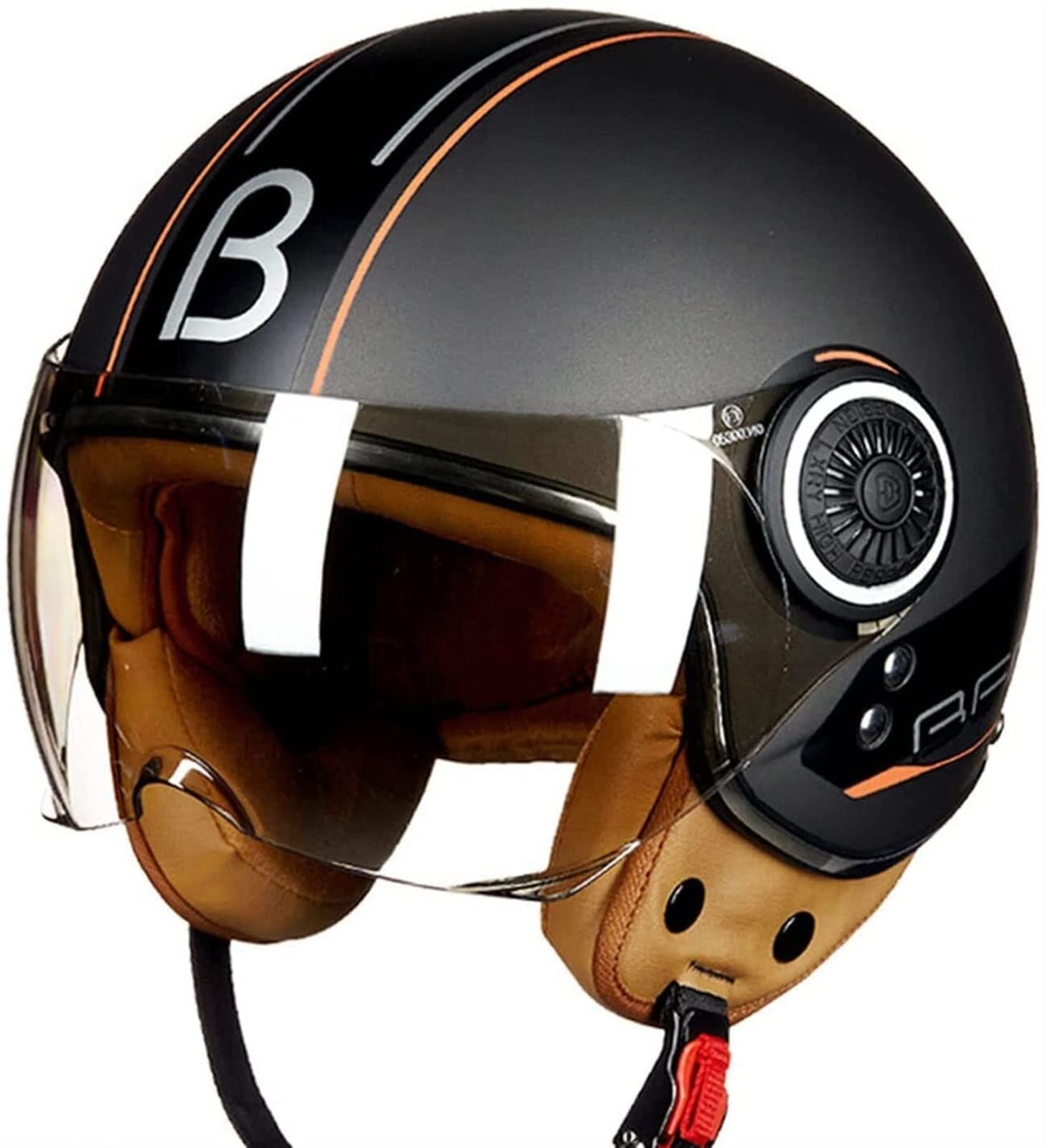 Casque moto jet à visage ouvert taille L pour un confort optimal en scooter urbain