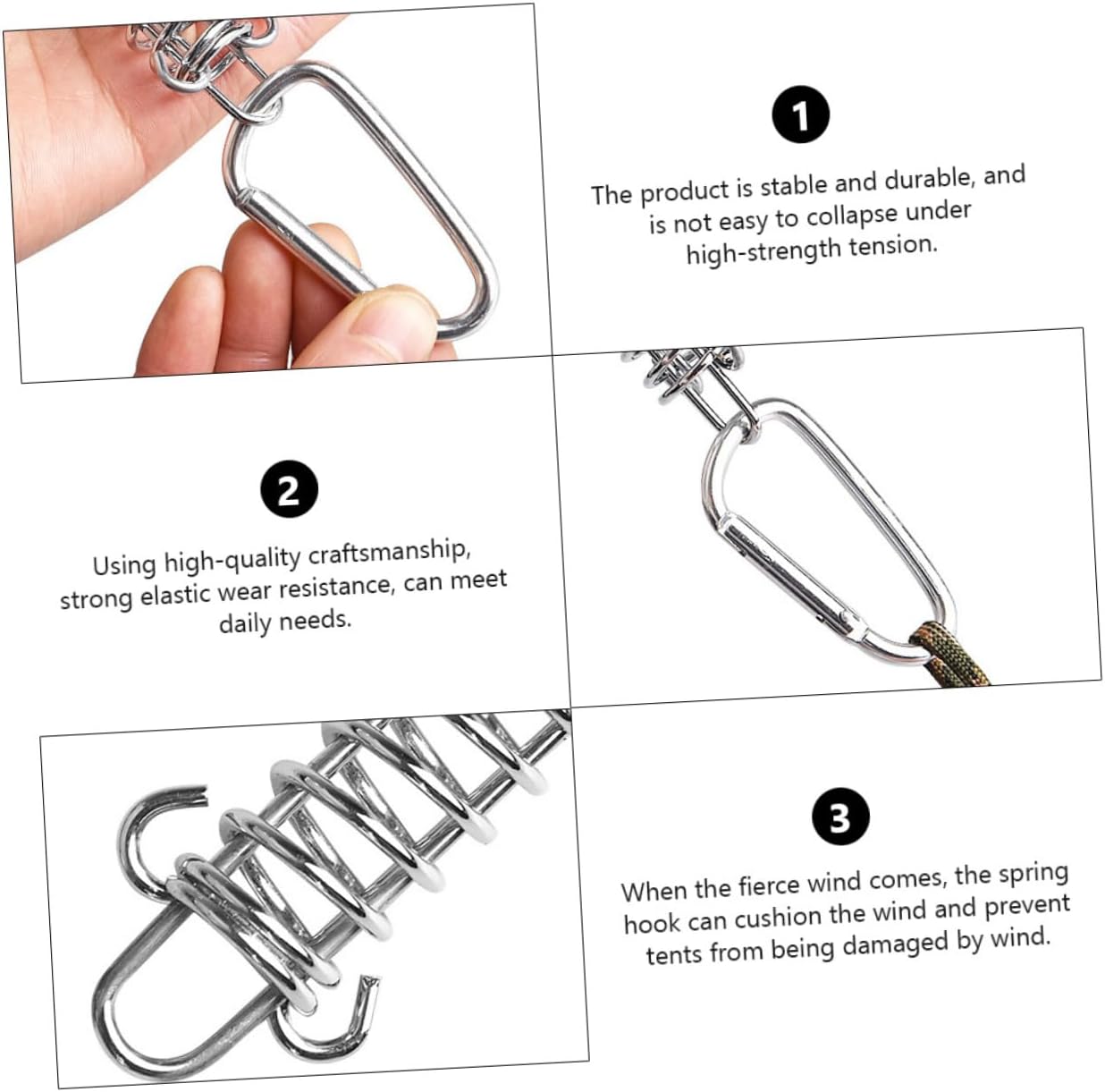Tent Spring Buckle Set Heavy-Duty Steel Tent Rope Tensioner for Camping Backpacking Outdoor Use Sturdy Spring Hook Buckles